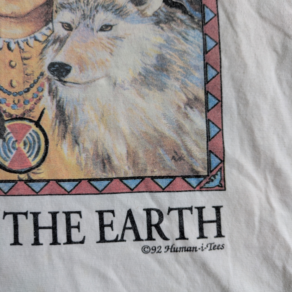 Vintage 90s Native American One With The Earth T-shirt - Picture 3 of 7